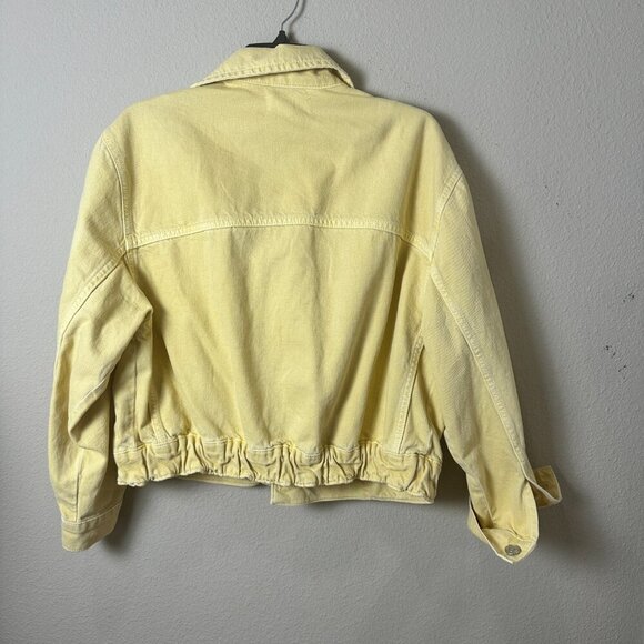 MANGO Lemon Yellow Denim Jean Trucker Jacket Size Small - Picture 7 of 9